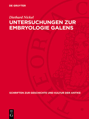 cover image of Untersuchungen zur Embryologie Galens